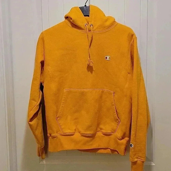 Champion Reverse Weave Vintage Yellow Hoodie Size Small - Picture 9 of 9